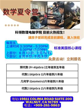 核桃市火热报名！暑期数学夏令营